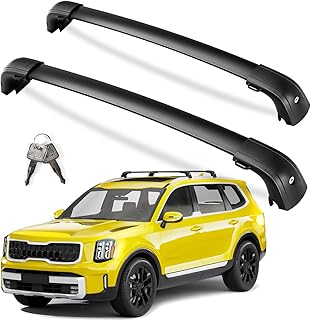 KINGGERI Barras transversales para portaequipajes de techo compatibles con Kia Telluride 2019 2020 2021 2022 2023 2024 2025 EX S SX SX-Prestige, rieles de techo de aluminio con cerradura de 220 libras