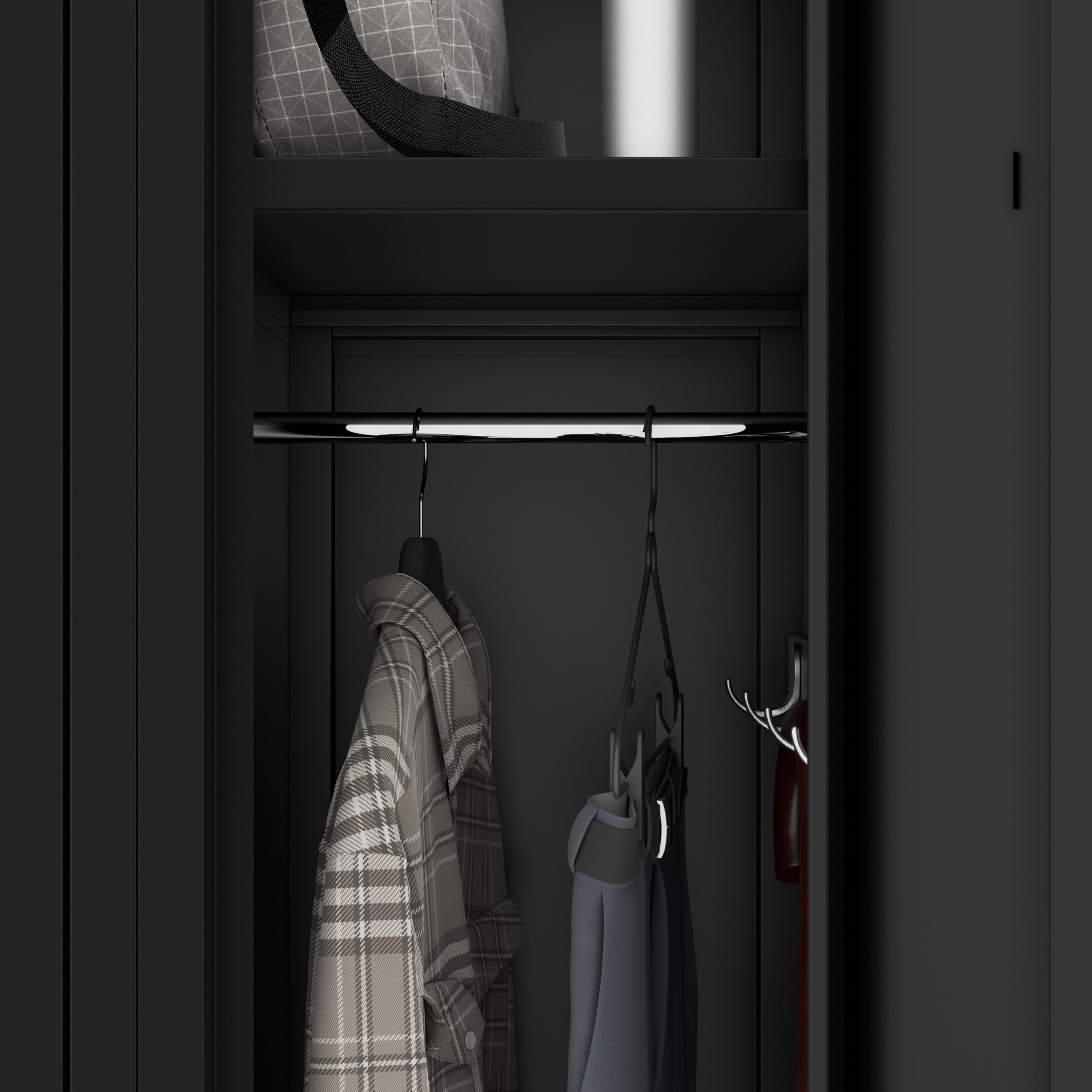 Jan Nowak Armoire Vestiaire Metallique 2B1AS Casier en Métal 2 Compartiments cloison Revêtement en Poudre 180 cm x 60 cm x 50 cm Noir