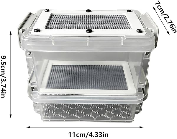 Scatola per Allevamento dei Bachi da Seta | Involucro con Filtro Antiumidità - con Pinzetta e Spazzola per Pulire Contenitore per Tarme della Farina - per Piccoli Animali Domestici Come - 5