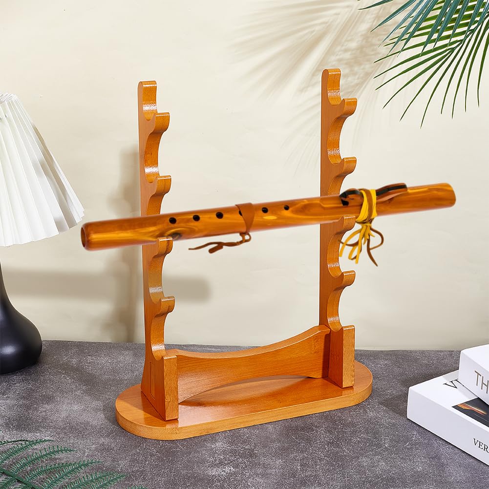 nbeads Flötenständer Aus Holz, 5 Stufiger Schwert Display Rack Aus Holz Desktop Halter Für Sopran Blockflöte Flöte Holzblasinstrument Schwerter, 31x11.5x37cm