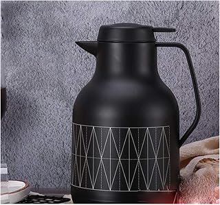Termo térmico con forro de 1500 ml, taza creativa de doble capa para café, té, oficina, tetera de gran capacidad (capacidad: 1500 ml, color: negro) (negro, 1500 ml)