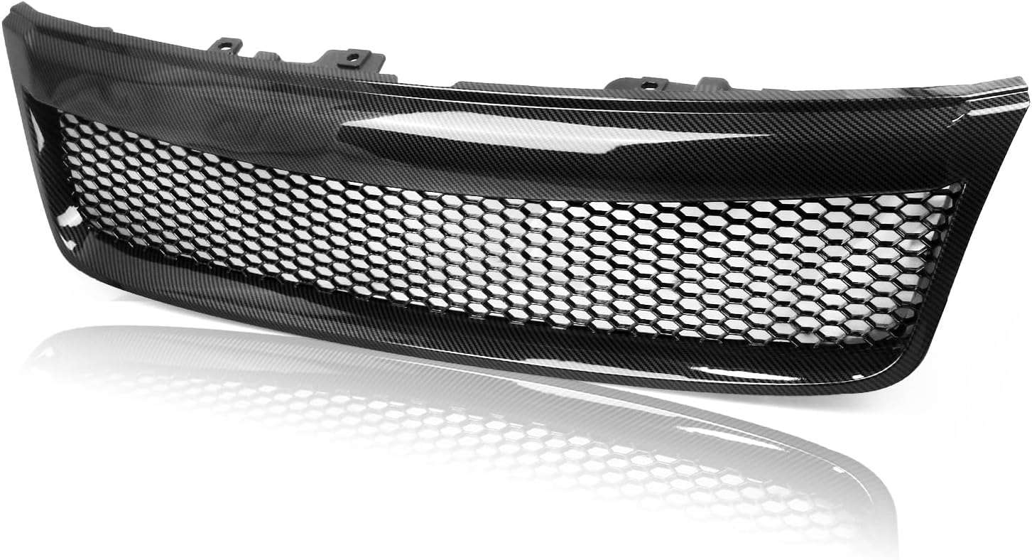 Front Bumper Grille Mesh For Subaru Forester 2009-2013 2010 2011 Matte Black Carbon Fiber Look Glossy Black