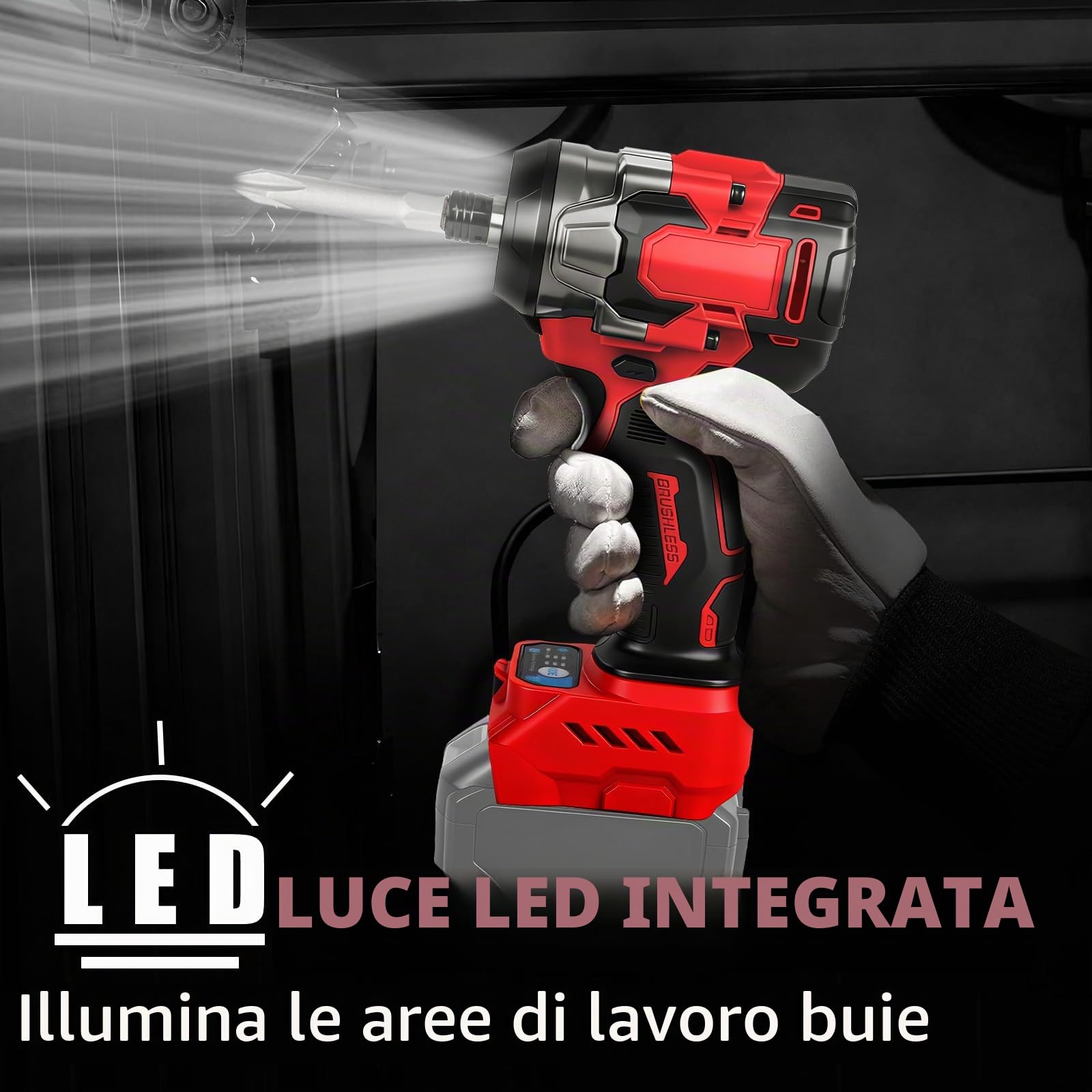 Roadtime Trapano avvitatore a percussione a batteria da 1/4" per batteria Milwaukee da 18 V (senza batteria), 2400 giri/min, attacco esagonale senza spazzole 450 N, 3 marce e 2 marce, con LED e 13