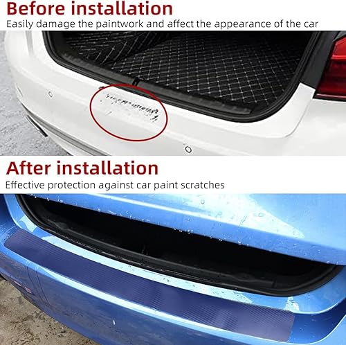 Miniatura 4 de Ziciner Protector de parachoques trasero de automóvil, fibra de carbono antiarañazos, calcomanía de tira de protección para umbral de puerta,