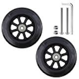 Risbay 5 Inch Rubber Front Replacement Wheels, 2 Pcs Anti-Slip Rollator Walker Replacement Wheels Accessories with Screws wheelchair Front Wheel for Rollators, Wheelchairs, Walkers (Black)