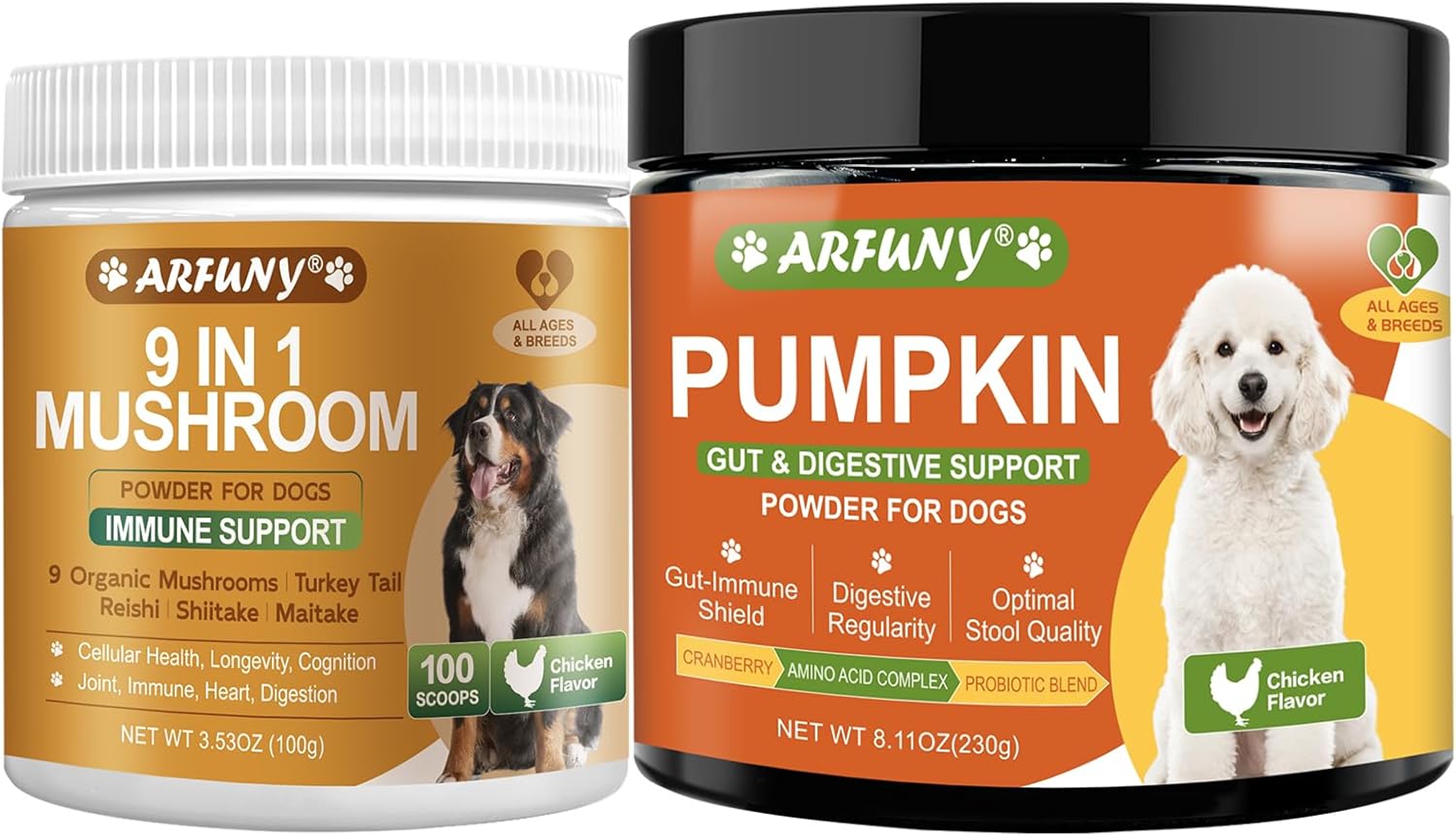 Dog Pumpkin Powder & 9 in 1 Mushroom Powder
