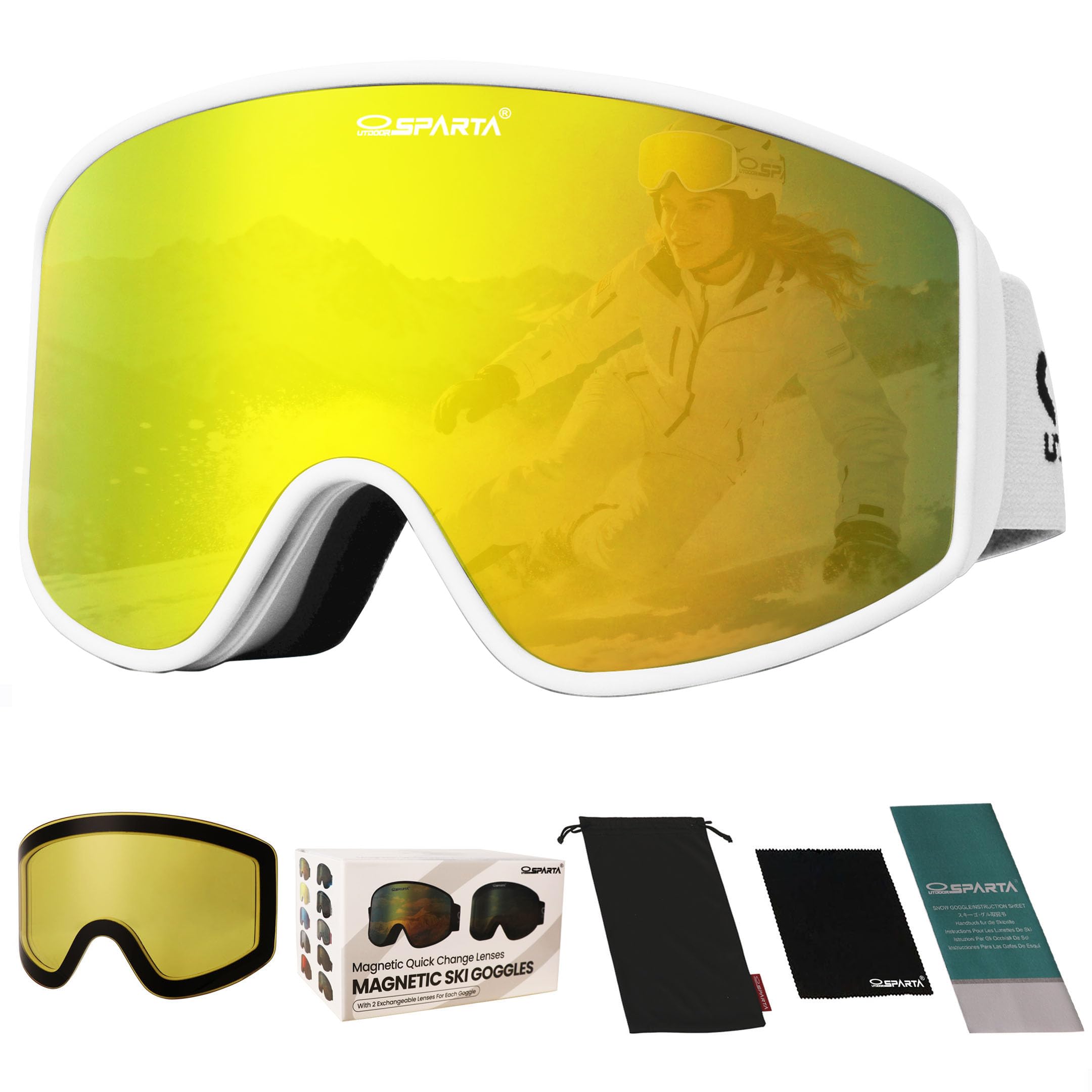 Lente magnetica Occhiali da sci Snowboard Occhiali da sci OTG per gli uomini Donne Adulto