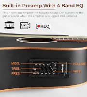 Vangoa 4/4 Balkezes Elektroakusztikus Gitár 41" - Fekete Dreadnought Kivágással, 4-Sávos Equalizer, Kezdőknek, Lucfenyő Test 5
