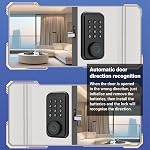Verrouillage intelligent de la porte, 4 Ways-Fingerprint Password Key Tuya APP Commande, porte avant dentée pour portes 35-55mm Verrouillage de porte d'entrée épais et sans clé pour portes intérieures/en bois etc., Installation facile (bouton-poussoir)
