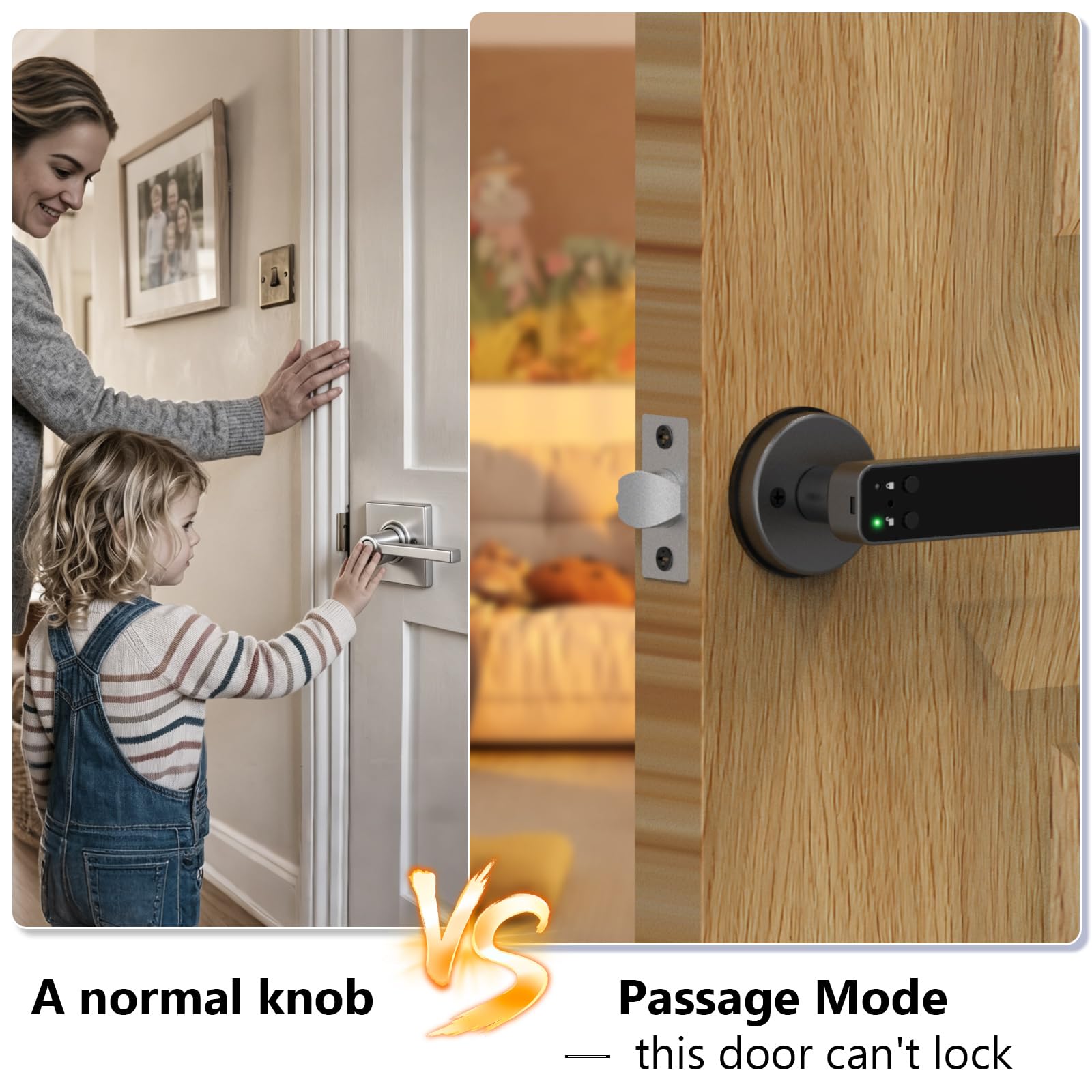 eLinkSmart Serrure de porte à empreinte digitale RFID Carte NFC Smart Door Levers numérique sans clé Serrure de porte d'entrée avec clavier Mode confidentialité pour chambre à coucher eSmartLock App
