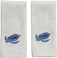 Vista 41 de Serafina Home Toallas de baño para dedos con tortugas: toallas de verano náuticas suaves y absorbentes para invitados con decoración de tortuga azul
