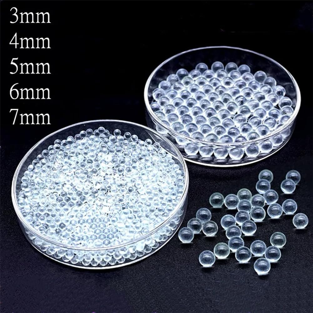 Lot de 1000 Pierres en Verre Transparent Anti-ébullition De 3 Mm, Perles en Verre Sodocalcique, Perles De Mélange De Peinture Transparentes, Pierres Bouillantes à Billes De Laboratoire