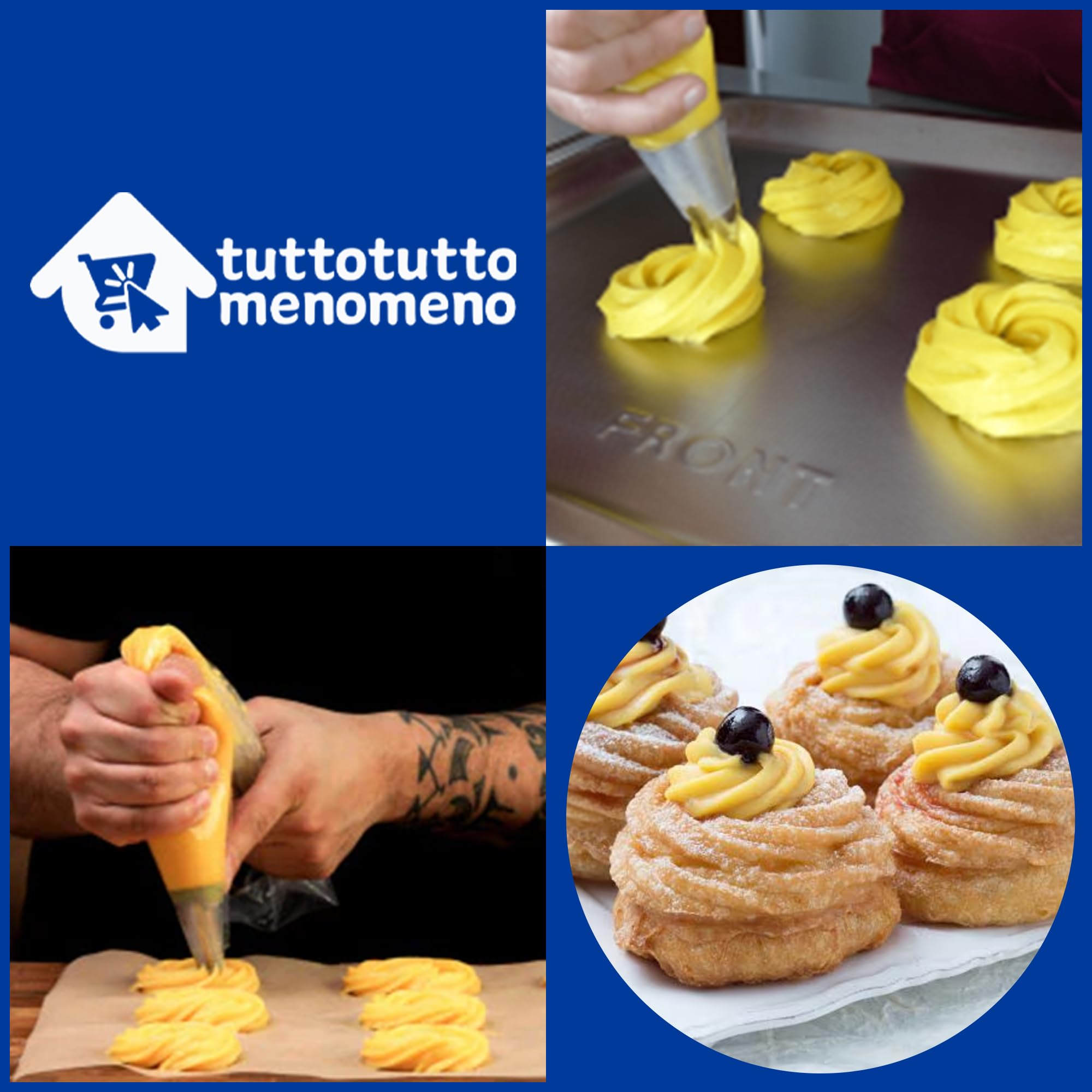 Sicignano | Spritzbeutel aus Baumwolle für Kuchendekoration Gebäck Zeppole von San Juseppe - Sahnebeutel für Süßspeisen, Dekoration Tasche (3, 40 cm)