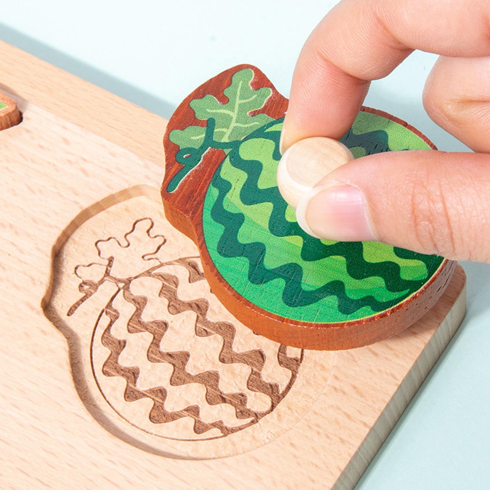 Steckpuzzle Aus Holz, Formensortierbrett, Frühkindliches Lernen, Hand Augen Koordination, Spielzeug für Babys Und Kinder Ab 3 Jahren, Obst