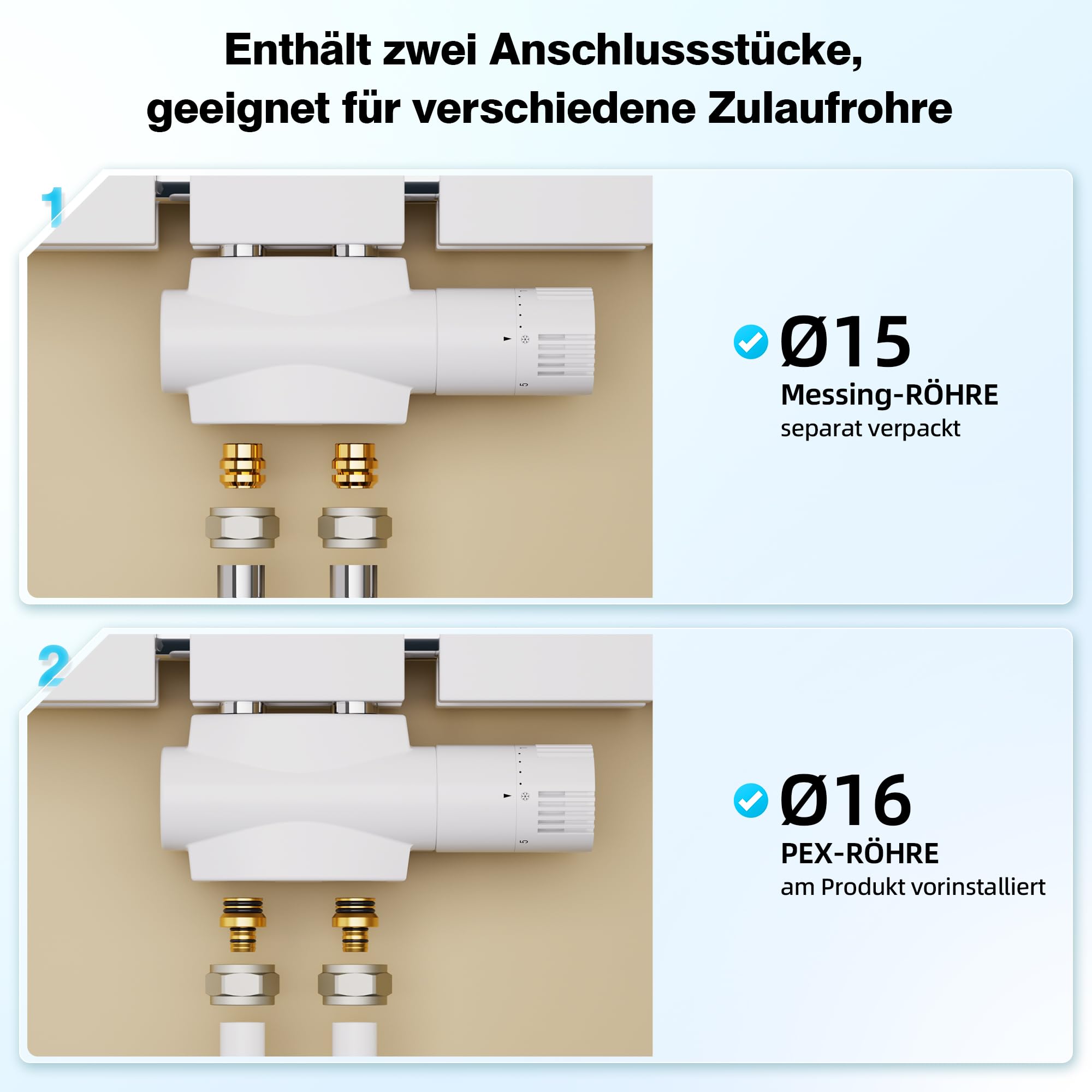 Voetventiel en onderblok - Radiator aansluitmateriaal - Radiatoren - Verwarming