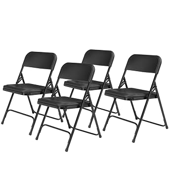 National Public Seating NPS 800 Series Plastic/Poly Premium Light-Weight Folding Chair, Black, 4/Pack 810/4