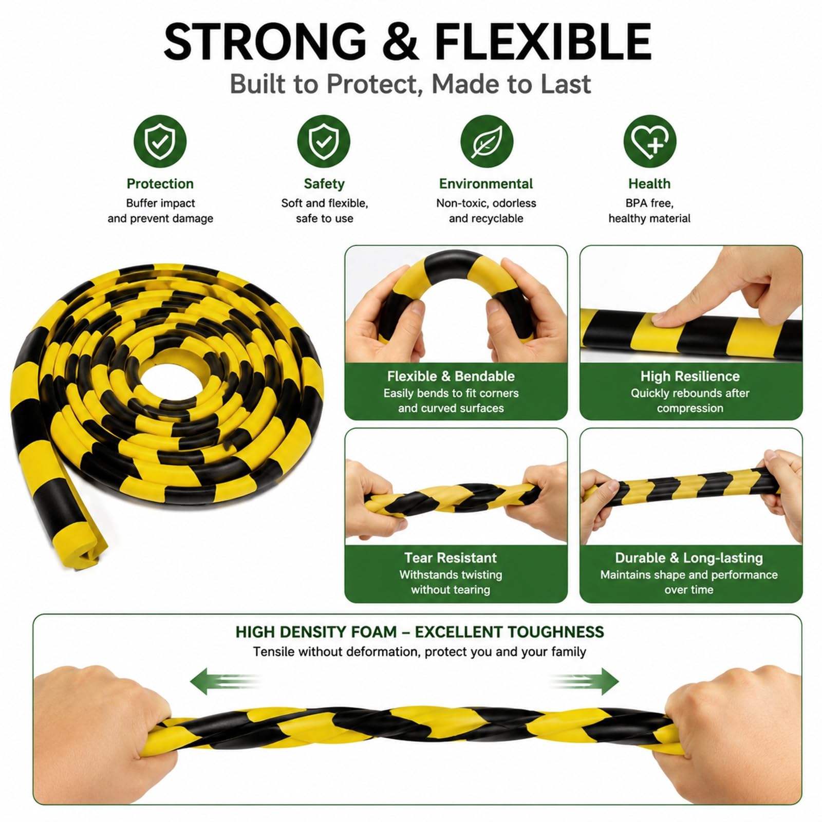 5-Pack Protectores de Esquinas en L, Parachoques de Espuma de Seguridad Amarillo Negro Heavy Duty, Protectores de Bordes Murales Autoadhesivos para Almacén, Garaje, Fábrica y Muelles de Carga
