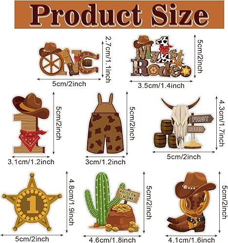Miniatura 2 de Suzile 48 piezas My 1st Rodeo Cake Topper Cowboy Cupcake Toppers Hat Boot Cow Skull Cactus Enterizo Bufanda Cowgirl Cake Decor para cumpleaños