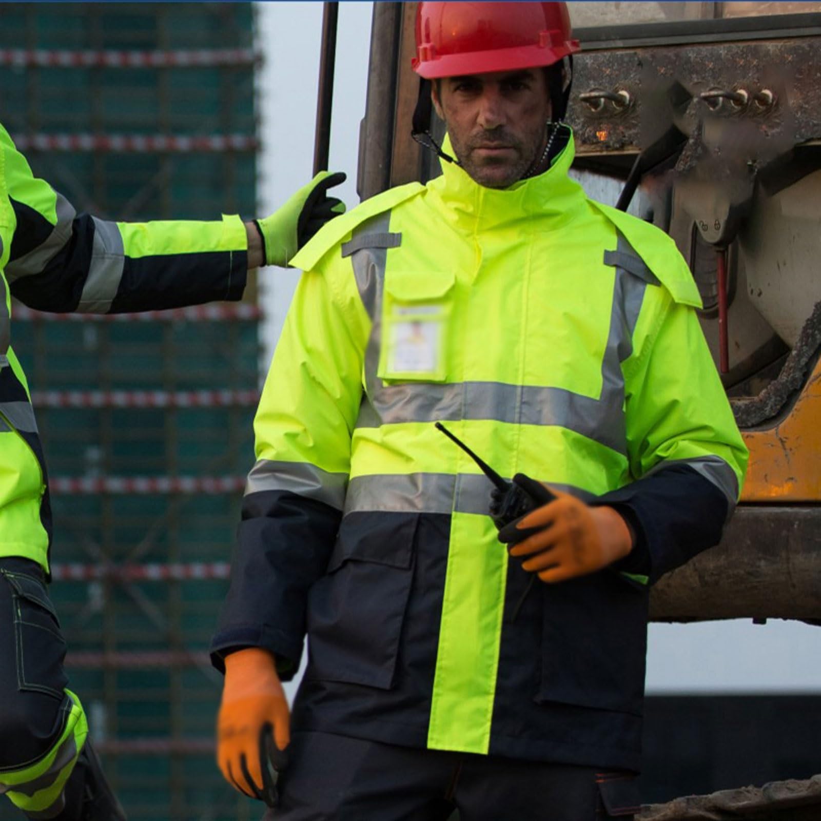 Chaqueta reflectante de invierno de alta visibilidad for hombre, chaqueta térmica de trabajo con forro de algodón desmontable, abrigo de seguridad cálido. chaleco reflectante