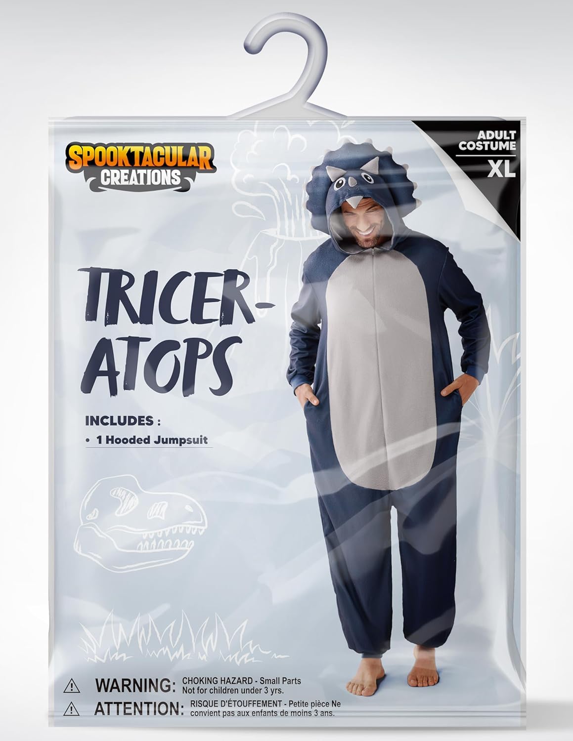 Spooktacular Creations Halloween Grey Triceratops Unisex Costume, Adult Animal Costume Halloween Costume Party