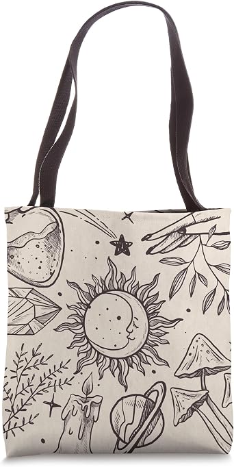 Sun & Moon Astrology Cottagecore Celestial Aesthetic Tote Bag