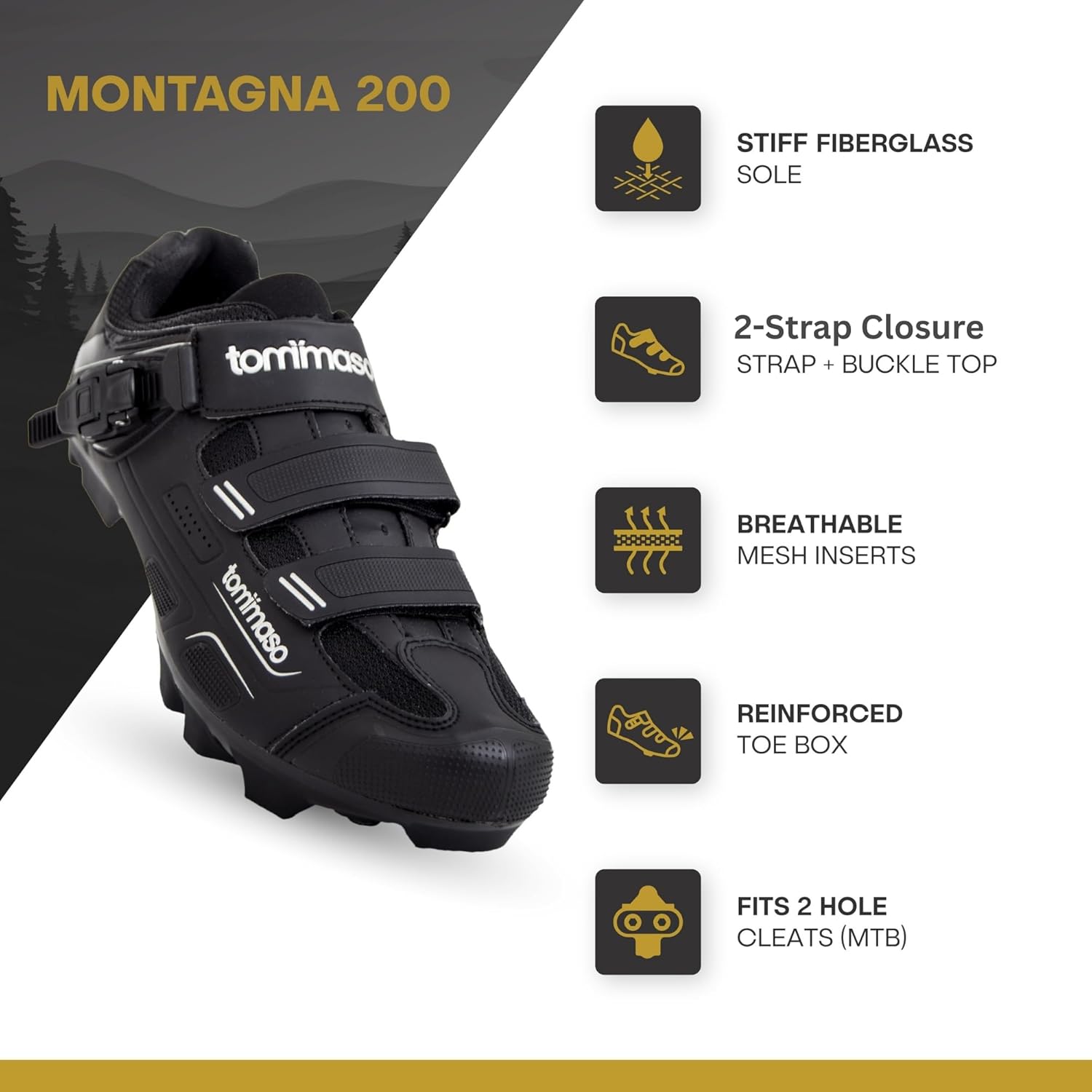 Tommaso Montagna Men’s Mountain Bike Shoes for SPD Pedals – Gravel & Trail Cycling Shoes – Compatible with SPD Cleats – No Cleats Included - Image 3
