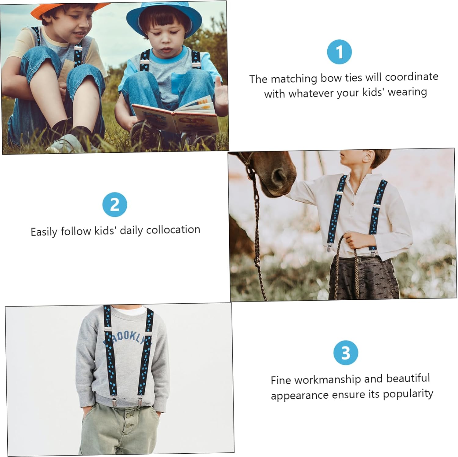 Garneck 2pcs Boy Girl Suspender Elastic Trouser Strap Braces for Boys and Girls Comfortable Design with Star Print Random Colors