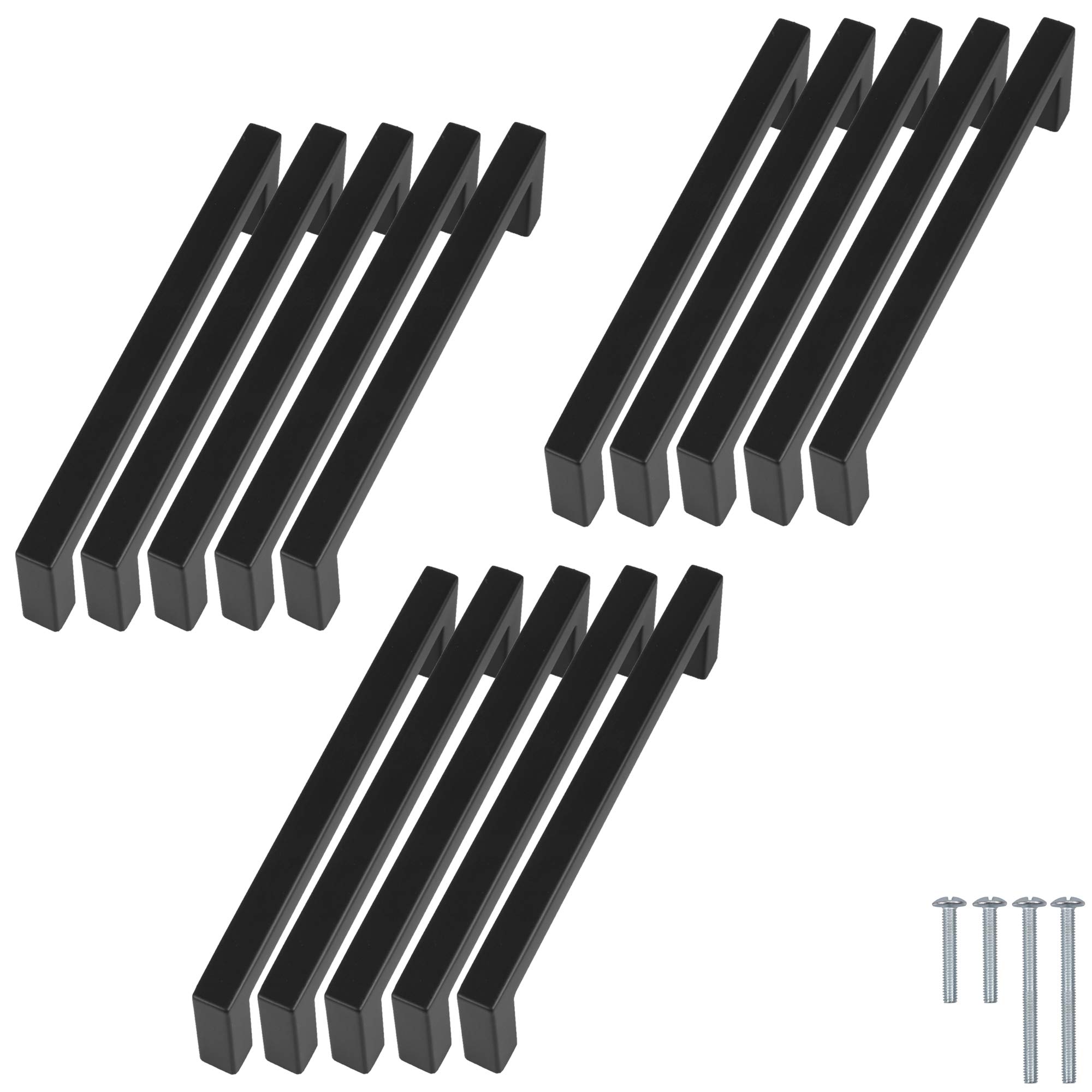 Stahlia Möbelgriffe Schwarz 96mm Lochabstand (15 Stück) Schrankgriffe Edelstahl Küchengriffe Schubladengriffe Griffe Möbel Griffe für Küchenschränke