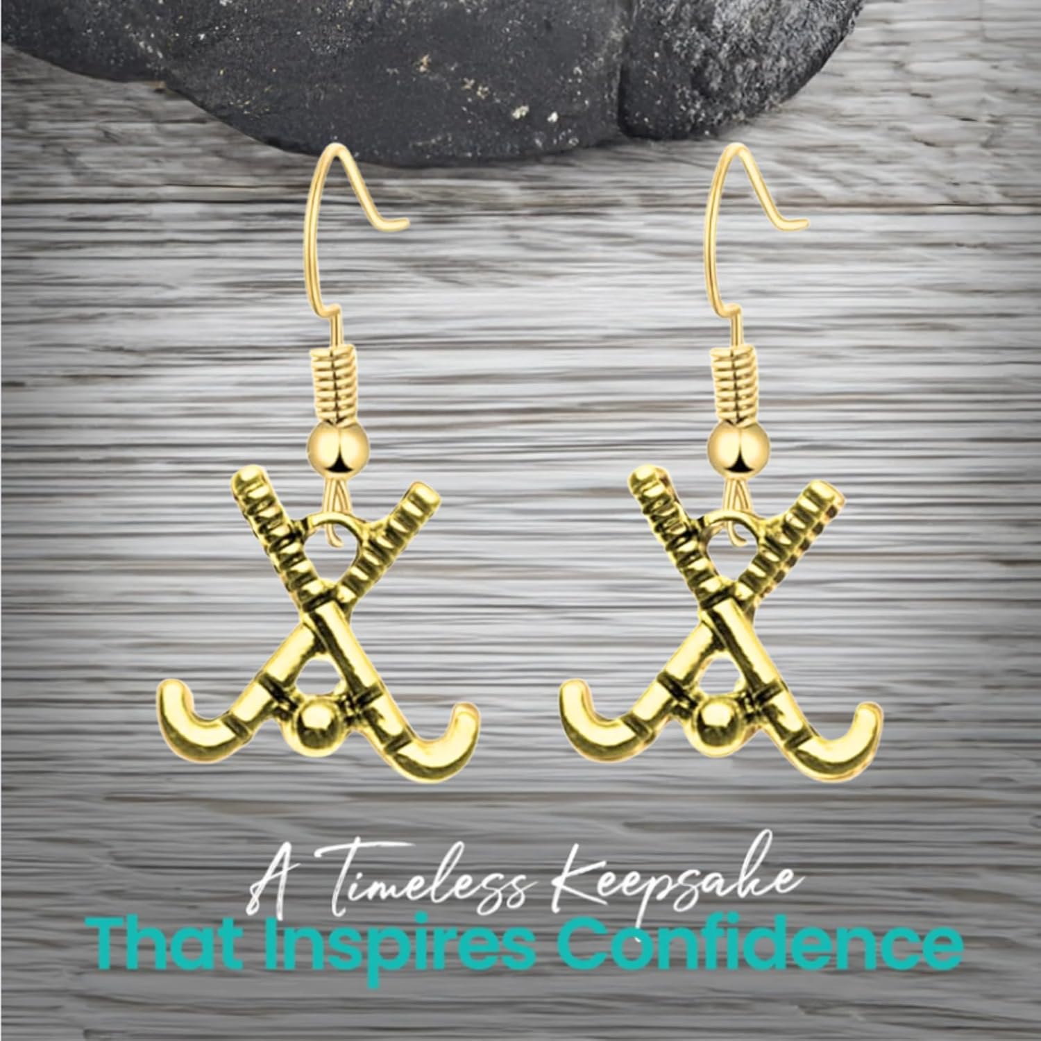 Field Hockey Earrings, Gold Field Hockey Jewelry, Sports-Themed Jewelry Accessories, Lightweight & Stylish, Team Gift for Field Hockey Players - Image 3