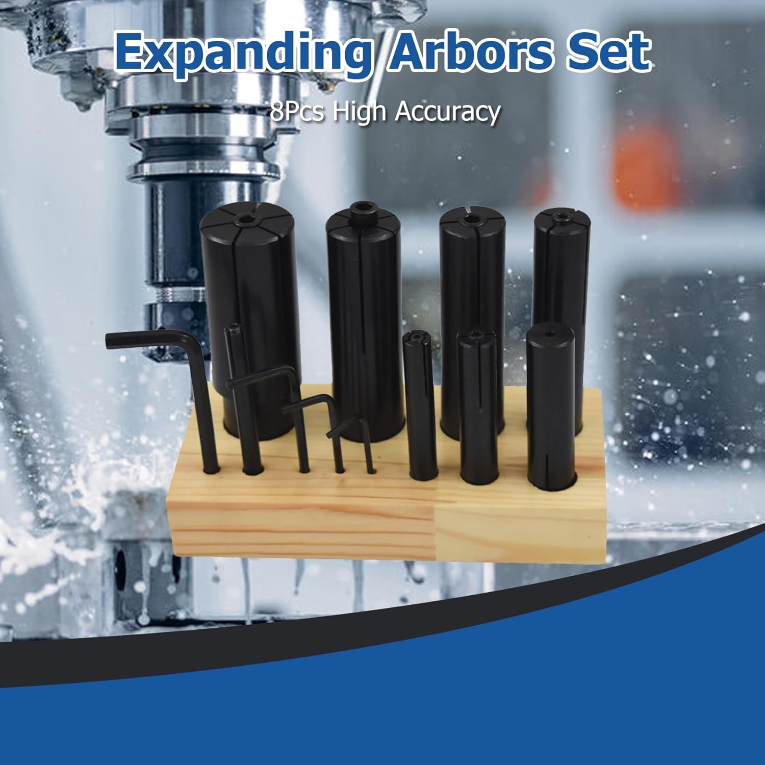 WFLNHB Expanding Arbors Set Mandrels 8Pcs High Accuracy 1/4" to 1-1/4" Lathe Milling Ring Mandrel