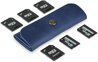 Leather SD Card Holder, SD Card Case, Micro SD Card Holder Organizer, SD Card Storage Case, Memory Card Case Cover, Travel Memory Card Case Blue