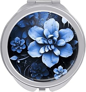 Blue Flower Travel Makeup Mirror Portable Com...