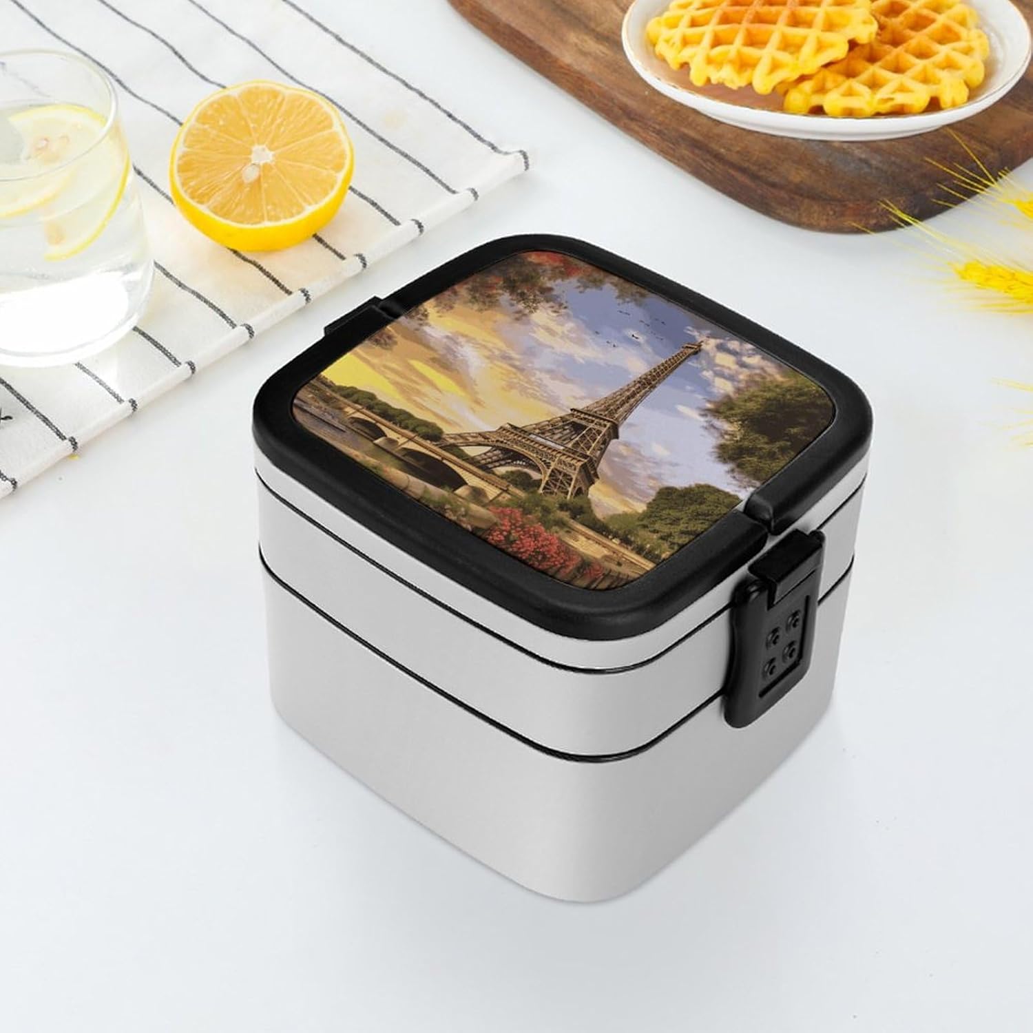 Adults Lunch Box Adult Bento Box Stackable Bento Box BPA-Free Eiffel Tower Paris Lunch Box Food Container Ideal for Meal Prep, Work, And On The Go