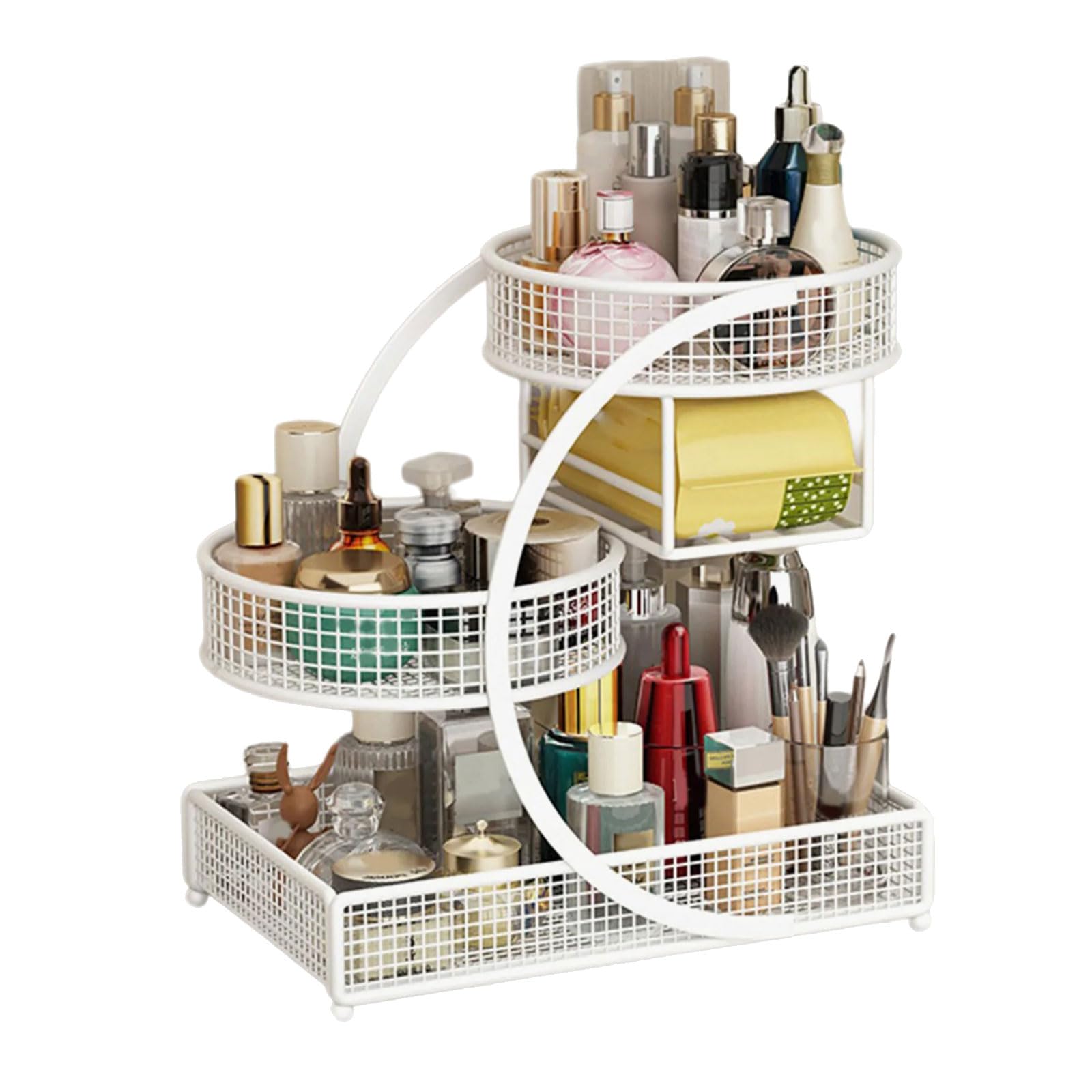 Hsioluted Without Assembly Metal Cosmetic Organizers Portable Countertop Storage for Skincare Lipsticks Bathroom Accessory Skincare Display Rack