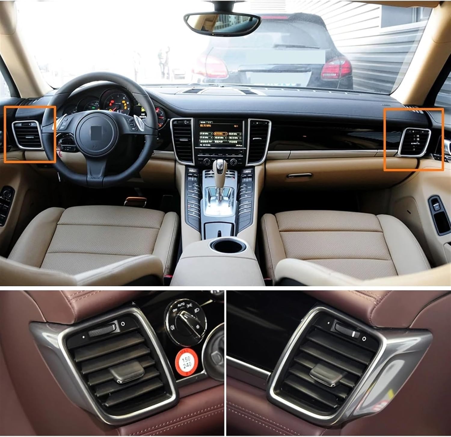 Interior Car Dashboard Left Right Air Conditioner Outlet AC Vent Grille Cover Panel Compatible for Porsche Panamera 2010-2016 970552132(Left)