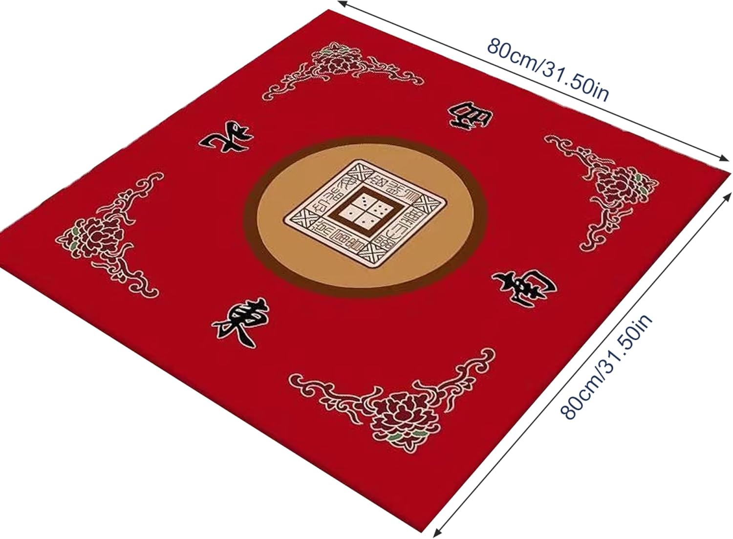 Mahjong Mat, Anti Slip Noise Reduction Table Cover Board Game Mat for Mahjong, Poker, Card, Board & Tile Games 32x32'' Red