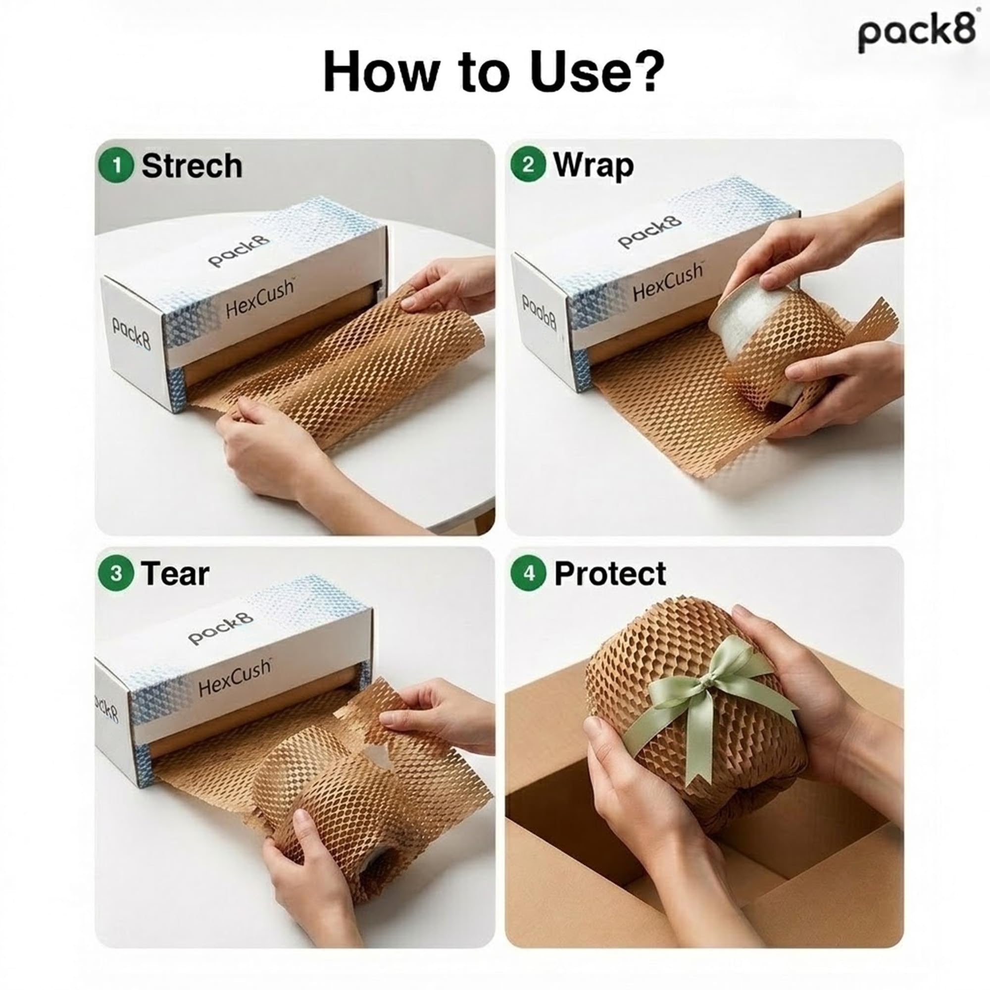 Rotolo di carta a nido d'ape con distributore da 15 pollici x 100 m, imbottitura in pluriball di carta marrone ecologica per oggetti fragili, imballaggio, spedizione, regalo, marrone