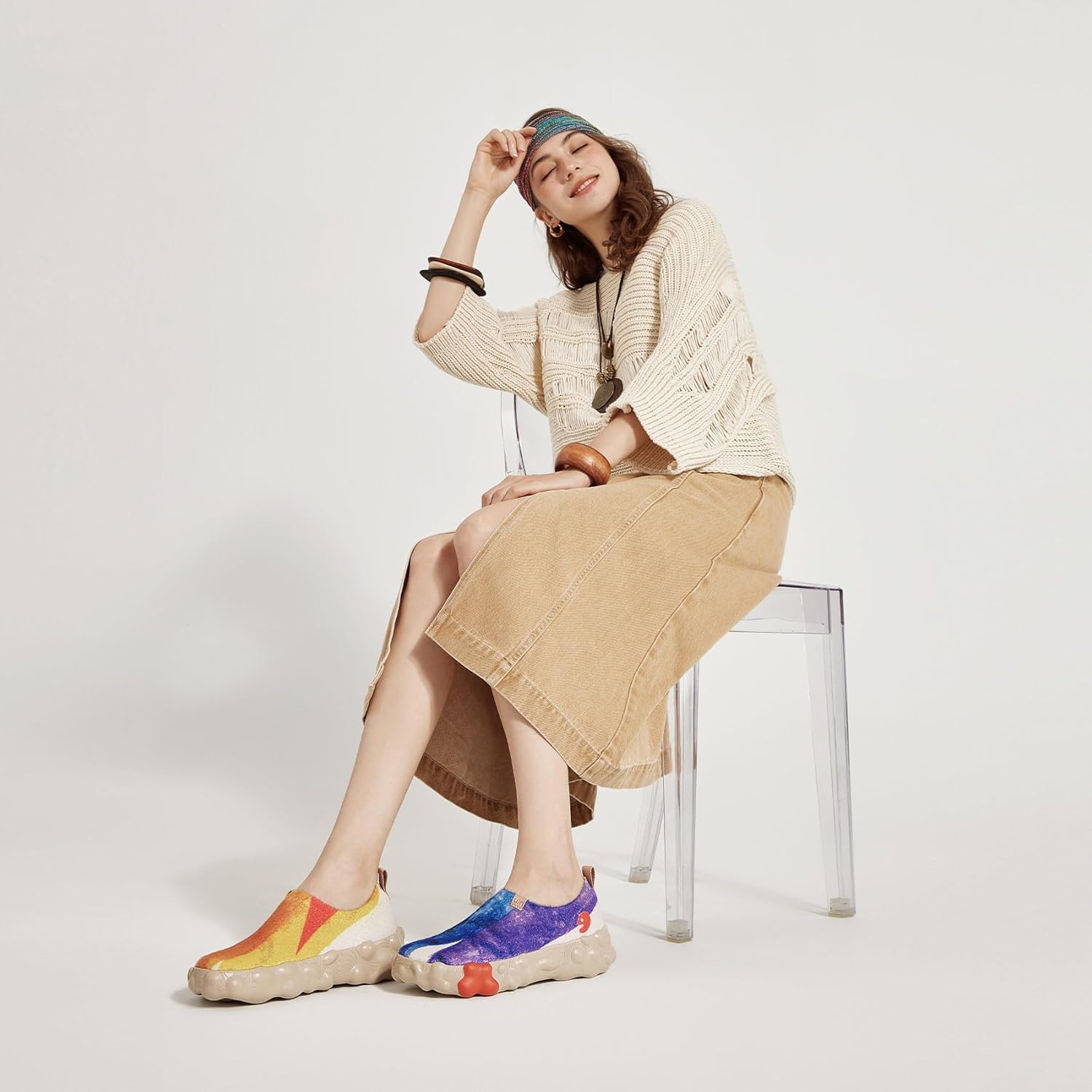 UIN Women's Fashion Sneakers Slip On Walking Art Travel Shoes Toledo Ⅵ Rainbow Crush 2 - Image 4