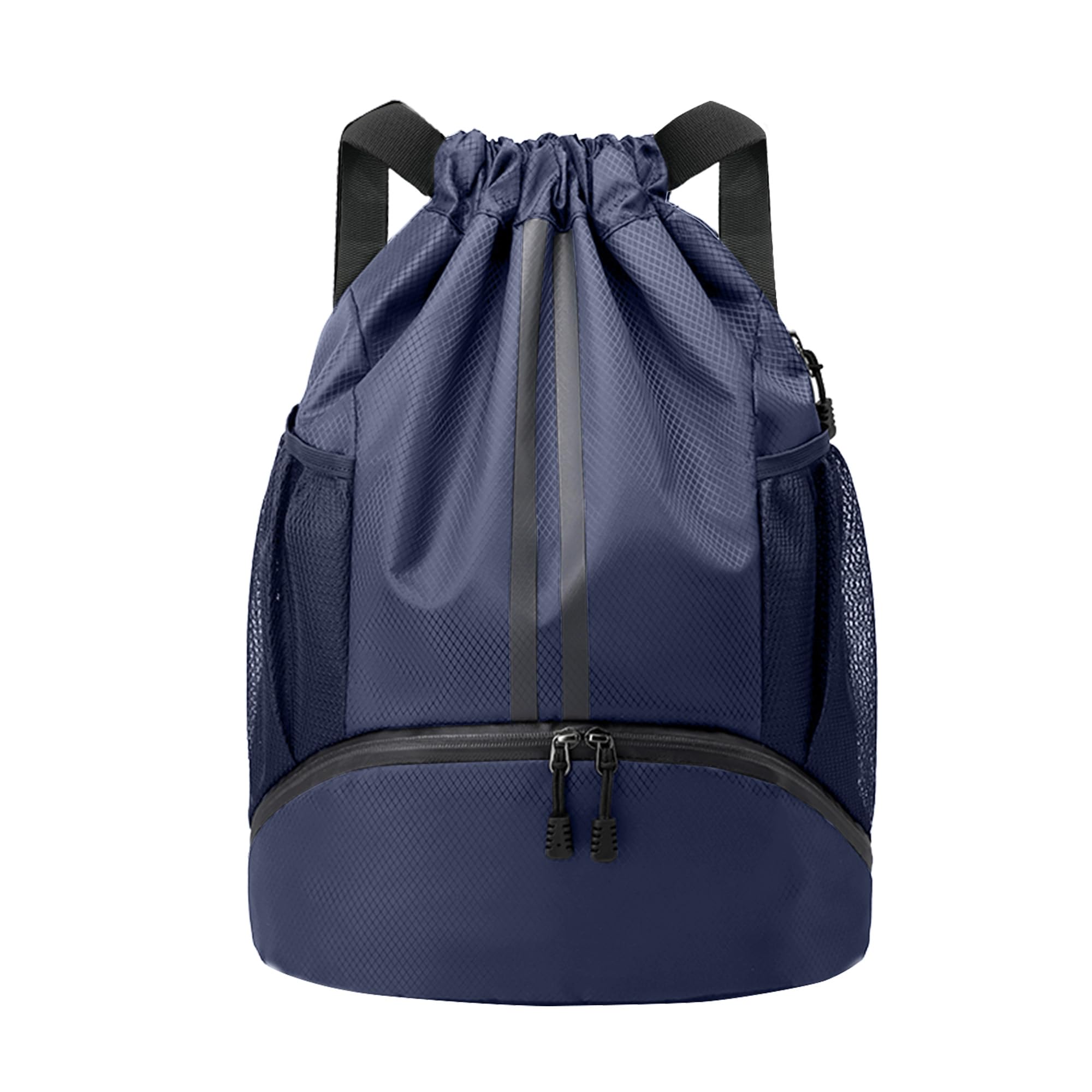 JELUTAR Drawstring Backpack Gym Bag with Shoes Pocket, Navy Blue