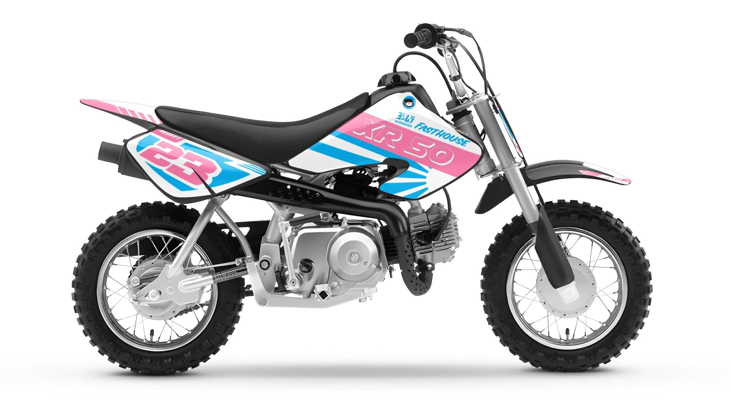 Kalair GFX Graphics kit for Honda XR50 (2000-2003) FH Series Cyan Pink 9 Mil-Dirt Pit Bike Motorcycle Stickers,Dirtbike Racing Decal Automotive Motocross Accessories no Plastics