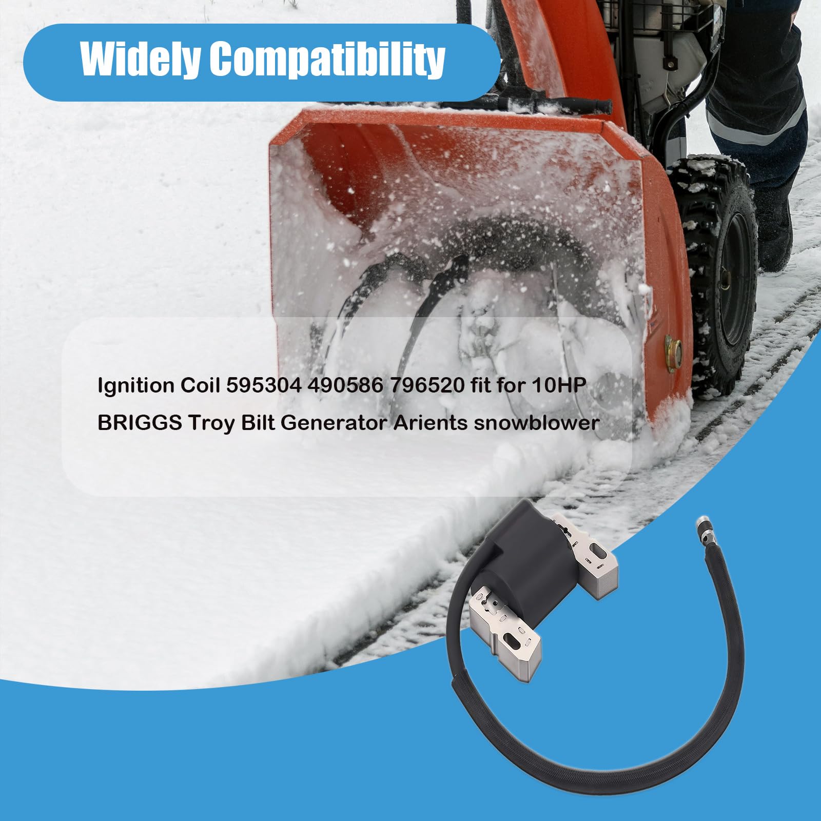 Bobina de encendido 595304 490586 796520 apta para soplador de nieve BRIGGS Troy Bilt de 10 HP