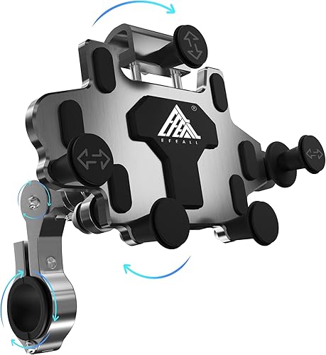 EFEALL Soporte de teléfono para motocicleta, soporte de teléfono celular de aleación de aluminio con cojín suave y clip de metal ajustable,