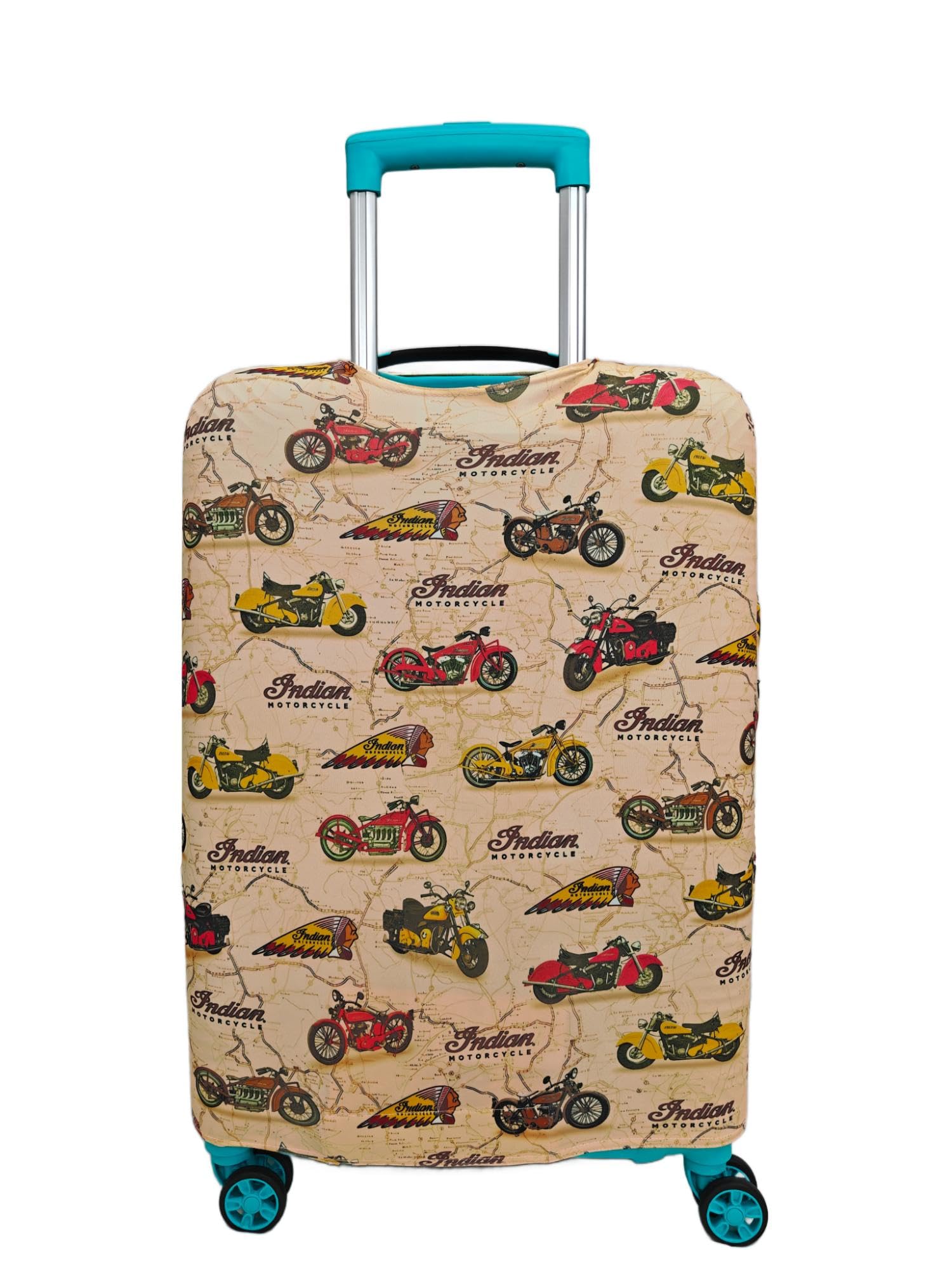 Printed Luggage Cover for Suitcase Stretchable Scratchproof Trolley Bag Protector with Velcro Lock Washable Travel Cover (Only Cover in Product)-Retro Bike_Cream-L-image-49