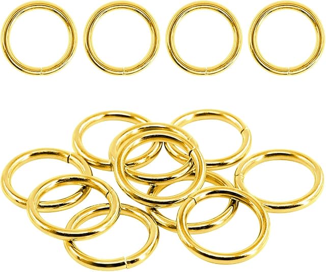 Swpeet 60Pcs 1 Inch / 25mm Gold Heavy Duty Multi-Purpose Metal O Ring Metal Rings for Hardware Bags Ring Hand DIY Accessories Keychains Belts and Dog Leas