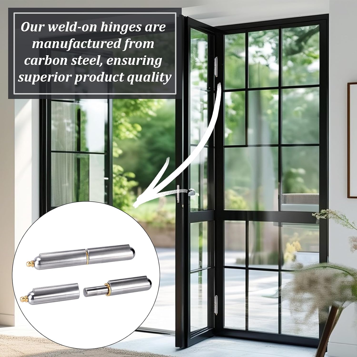 10PCS 5 Inch Weld On Hinges Heavy Duty Bullet Barrel Weldable Hinges with Grease Fitting Carbon Steel Weld On Hinge for BBQ Smoker Metal Gate Trailer Door