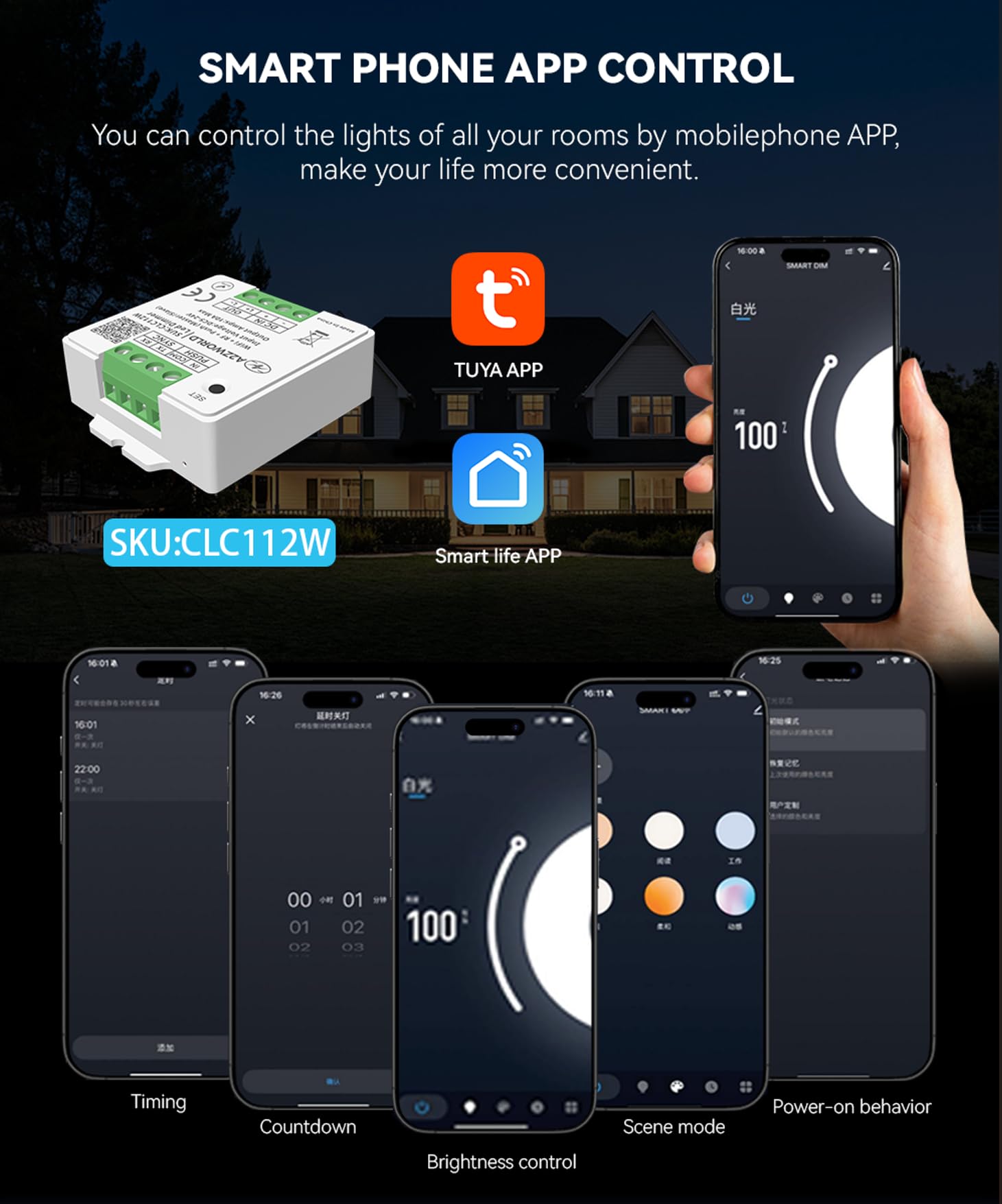 Kit variateur LED WiFi bouton avec télécommande RF, 5 V, 12 V, 24 V, 10 A, Master Slave, mémoire et synchronisable, application Tuya Smart Life, bande LED 3 en 1, WiFi + Push + télécommande
