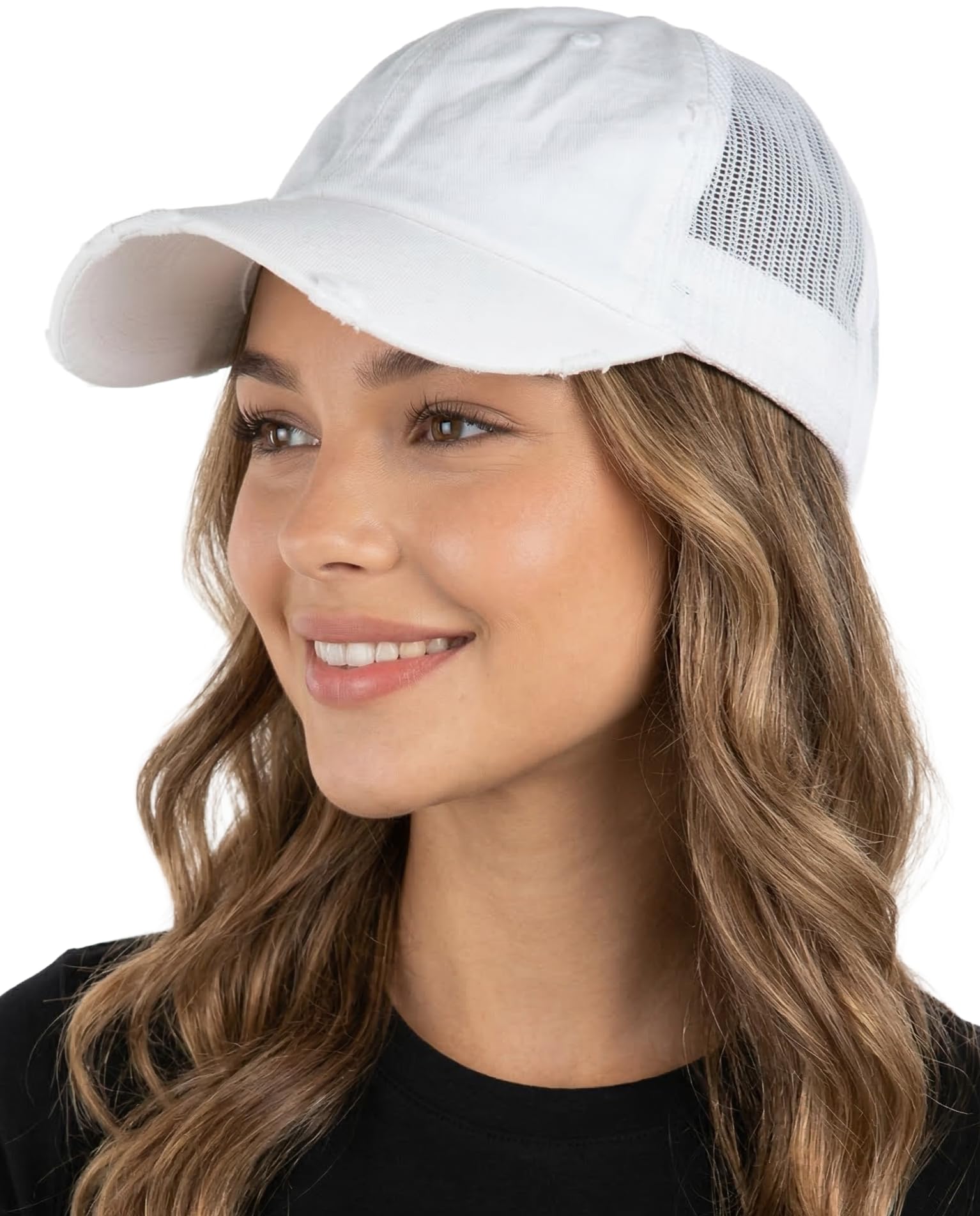 Funky Junque Distressed Mesh Low Profile Trucker Hat Snapback Cap