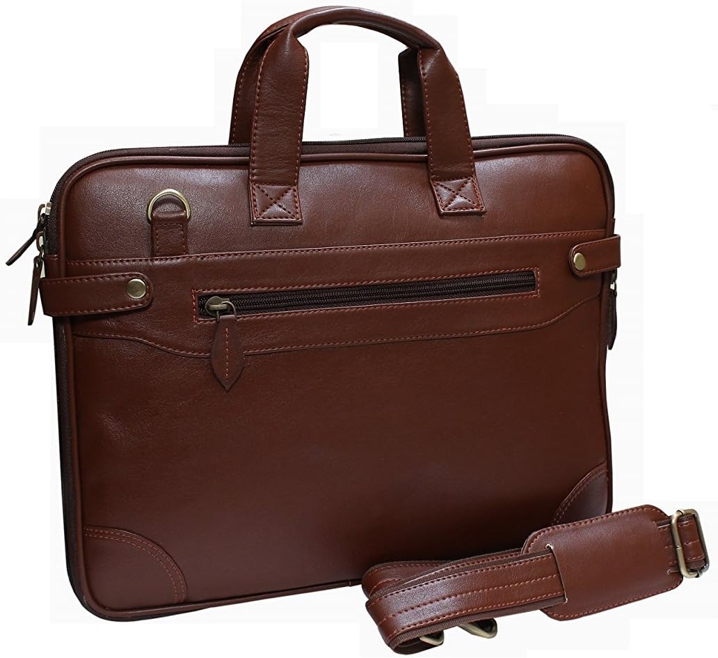 La Corsa Synthetic Sleek Faux Leather Laptop and Tablet Bag-15.6 inch (Brown)