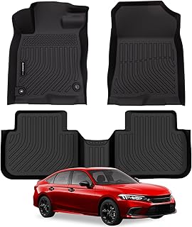 All Weather Floor Mats Fit for Honda Civic 2022-2024 Rubber Liner for Civic 2024-2022 All Season Guard Odorless Anti-Slip Floor Mats(Include 2nd Row with USB Port)