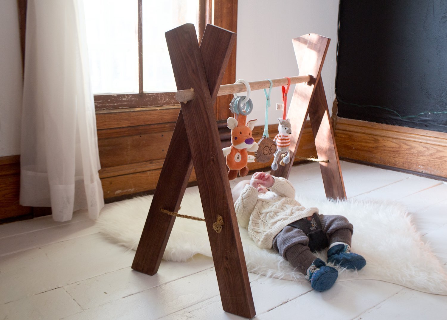 Natural Wooden Baby Gym Kids Activity Gym Eco Friendly